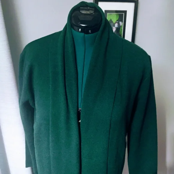MaxSport Double Knit Shawl Collar Teal Cardigan, Sz L NWT - Picture 6 of 12